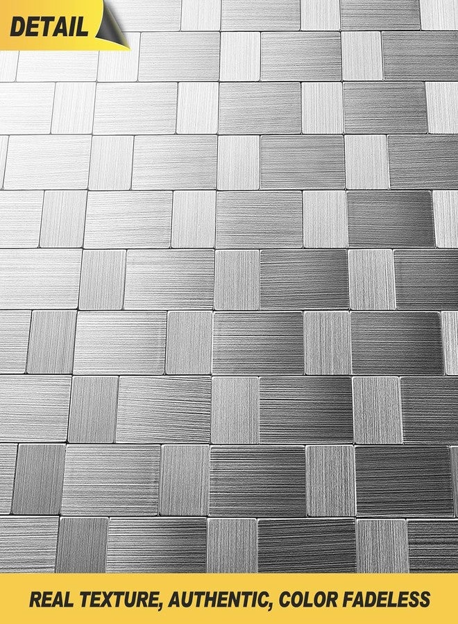 MUGATH Peel and Stick Metal Backsplash Tiles, Self Adhesive Aluminum Mosaic 3D Wall Sticker Wallpaper for Kitchen (12"x12") (Square),Metal Tiles Sticker for Floor Wall Bathroom (Glosy Silver, 2) - Image 2